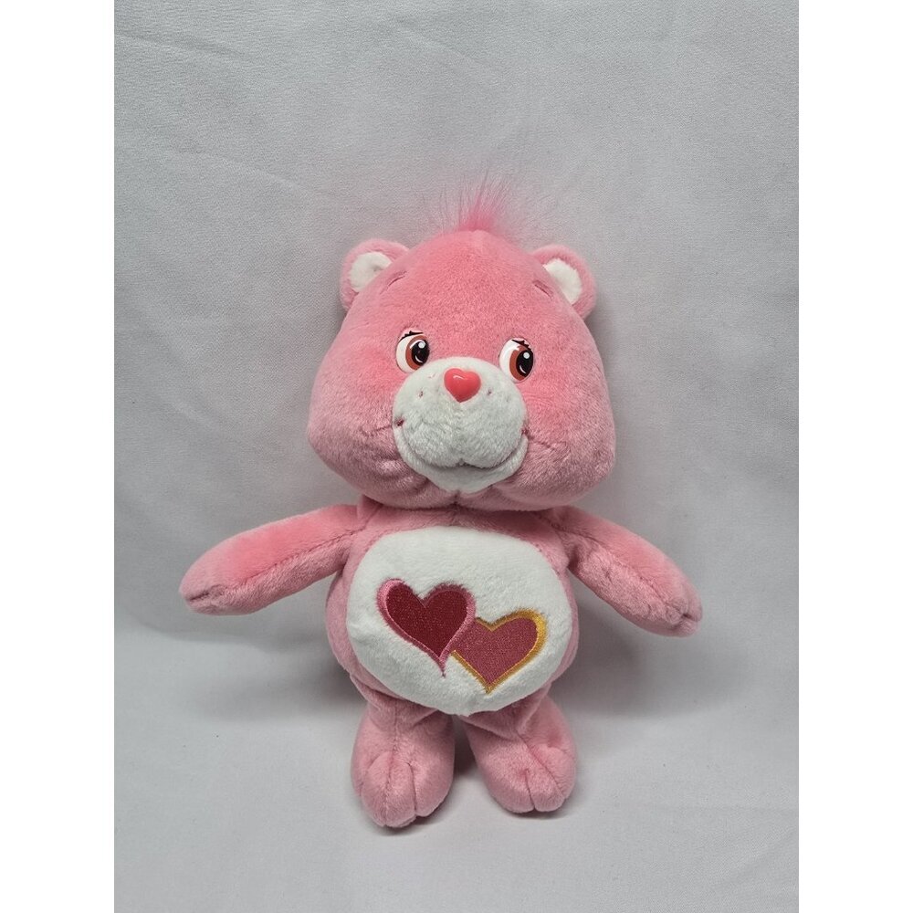 Care Bear Plush Love A Lot 10" Pink Hearts Stuffed Animal 2002 Toy